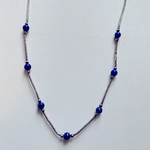 Silver and lapis 16” necklace